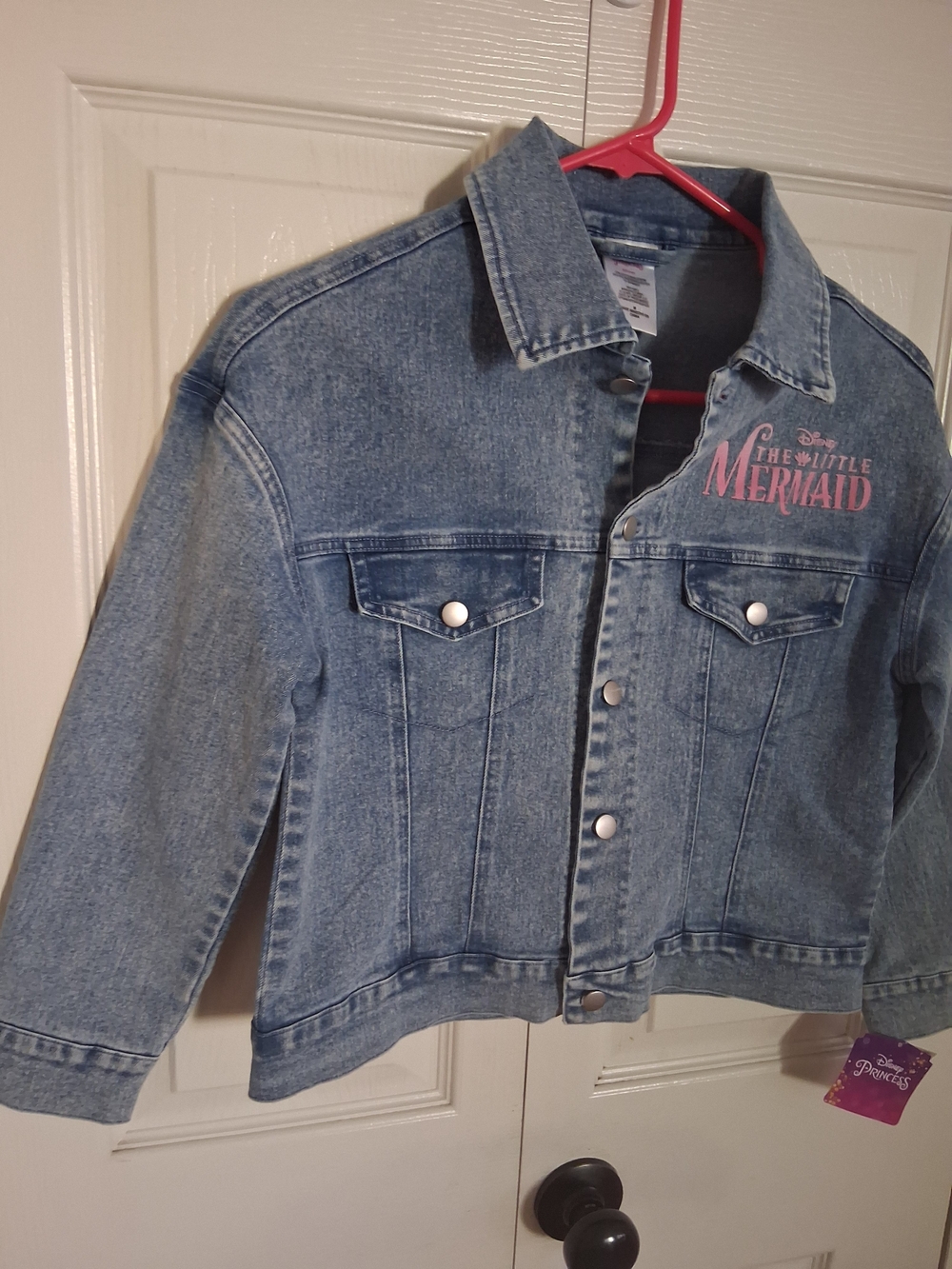 Small Kids Denim Jacket with 'The Little Mermaid' Embroidery - Blue